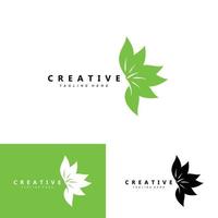 planta e design de logotipo, conceito natural minimalista simples, decoração verde vetor