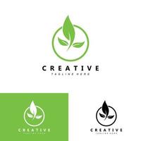 planta e design de logotipo, conceito natural minimalista simples, decoração verde vetor