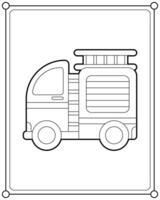 fofa fogo caminhão adequado para crianças coloração página ilustração vetor