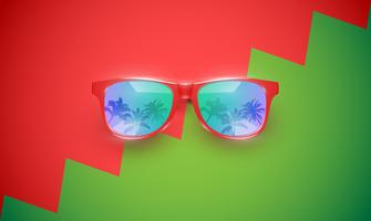 Óculos de sol vector realista sobre um fundo colorido, ilustração vetorial