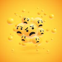 Grupo de emoticons amarelos altamente detalhados, ilustração vetorial vetor