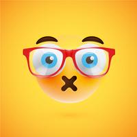 Emoticon amarelo 3D com óculos, ilustração vetorial vetor