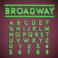 &#39;Broadway&#39; fontset com lâmpadas, ilustração vetorial vetor