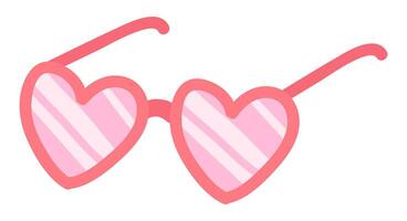 coração forma óculos dentro plano Projeto. Rosa glamour acessório com paquera lente. ilustração isolado. vetor