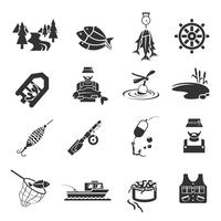 Conjunto de ícones de pesca vetor
