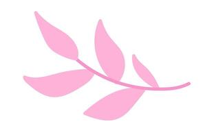 Rosa galho com folhas dentro plano Projeto. decorativo floresta folhagem ramo. ilustração isolado. vetor