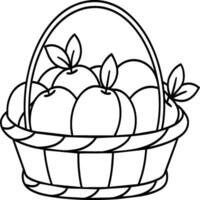 fruta cesta linha arte ilustração para a coloração livro. frutas coloração página vetor