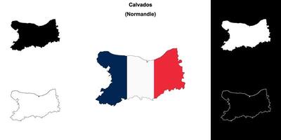 Calvados departamento esboço mapa conjunto vetor