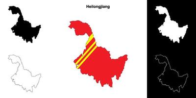 heilongjiang província esboço mapa conjunto vetor
