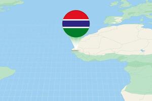 mapa ilustração do Gâmbia com a bandeira. cartográfico ilustração do Gâmbia e vizinho países. vetor