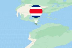 mapa ilustração do costa rica com a bandeira. cartográfico ilustração do costa rica e vizinho países. vetor