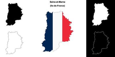 seine-et-marne departamento esboço mapa conjunto vetor