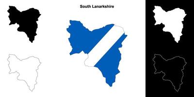 sul Lanarkshire em branco esboço mapa conjunto vetor