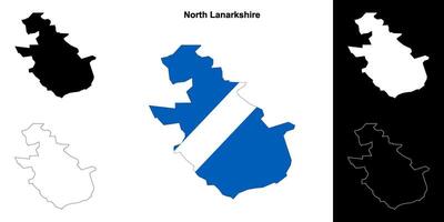 norte Lanarkshire em branco esboço mapa conjunto vetor