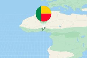 mapa ilustração do benin com a bandeira. cartográfico ilustração do benin e vizinho países. vetor