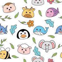 fofa kawaii emoji animal ícones padronizar vetor