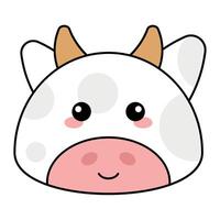 fofa kawaii vaca emoji ícone vetor