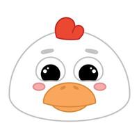 fofa kawaii galinha emoji ícone vetor