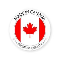moderno fez dentro Canadá rótulo isolado em branco fundo, simples adesivo com canadense cores, Prêmio qualidade carimbo projeto, bandeira do Canadá vetor