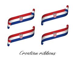 conjunto do quatro moderno colori fitas com croata tricolor isolado em branco fundo, bandeira do Croácia, croata fitas vetor