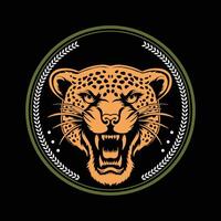 vintage retro Bravo rugindo tigre jaguar leopardo Puma guepardo cabeça logotipo Projeto vetor