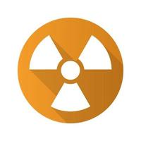 ícone de sombra longa de design plano de sinal de radiação. símbolo de perigo radioativo. energia nuclear. símbolo da silhueta do vetor
