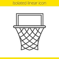 ícone linear de cesta de basquete. ilustração de linha fina. símbolo de contorno. desenho de contorno isolado de vetor