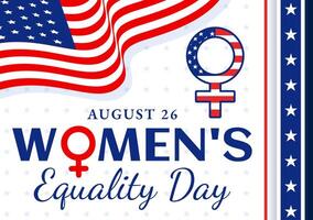 ilustração para mulheres igualdade dia dentro a Unidos estados em agosto 26 com apresentando mulheres direitos história mês e a americano bandeira fundo vetor