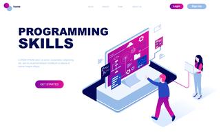 Conceito isométrico moderno design plano de habilidades de programação vetor