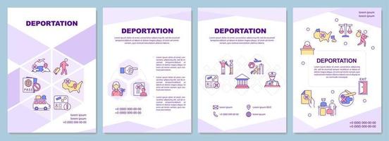 modelo de folheto de deportação. remoção oficial do país. folheto, livreto, impressão de folheto, design da capa com ícones lineares. layouts de vetor para apresentação, relatórios anuais, páginas de anúncios