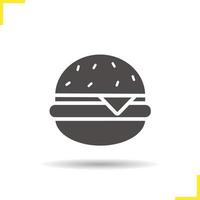 ícone de hambúrguer. drop shadow fastfood cafe silhouette symbol. X-Burguer. hambúrguer. espaço negativo. ilustração isolada do vetor
