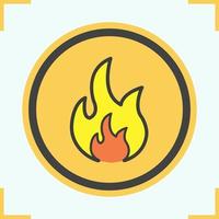 ícone de cor de sinal inflamável. símbolo de perigo de chama. incêndio. ilustração vetorial isolada