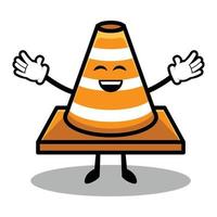 desenho de mascote de cone de trânsito fofo vetor