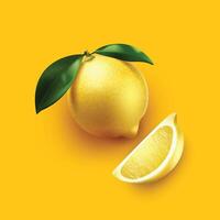 uma limão e uma limão estão em uma amarelo fundo. vetor
