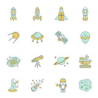 Conjunto de ícones de linha de espaço