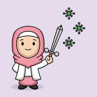 linda garota médica muçulmana vetor