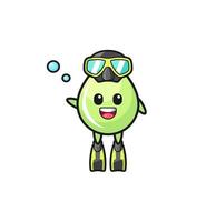 o personagem de desenho animado mergulhador de suco de melão vetor