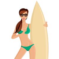 Retrato de menina surfista vetor