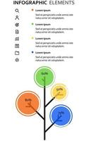 infográfico de árvore com ícones, números e texto de espaço reservado. diagrama de negócios verdes e modelo. cronograma do vetor e gráfico de crescimento da indústria.