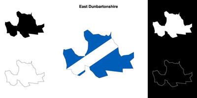 leste Dunbartonshire em branco esboço mapa conjunto vetor