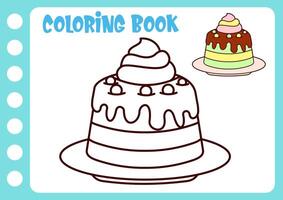 desenhando e coloração para crianças. desenhando bolo vetor