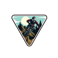 montanha bicicleta logotipo Projeto. extremo descida motociclista vintage logotipo ilustração vetor