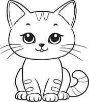kawaii gatos, desenho animado personagens, fofa linhas e colorida coloração Páginas. vetor