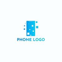 telefone logotipo com adicionado pixel formas. vetor