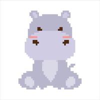 pixel arte animais ícones coleção. 8 mordeu retro estilo ilustração conjunto do tigre, urso, Raposa, hipopótamo girafa, zebra, leão, elefante. melhor para Móvel jogos projeto, decoração, adesivos. vetor