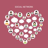 Coração de rede social vetor