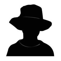 simples masculino silhueta com chapéu dentro perfil vetor