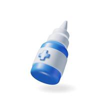 3d remédio spray garrafa isolado em branco. render oral spray dentro vidro pacote. aerossol para boca e garganta. médico medicamento, Vitamina, antibiótico. cuidados de saúde farmacia. vetor
