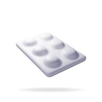 3d bolha com pílulas para doença e dor tratamento isolado. render pacote do volta comprimidos. médico medicamento, Vitamina, antibiótico. cuidados de saúde e farmacia. vetor