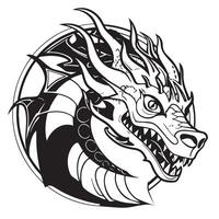 Dragão místico esboço logotipo desenhado dentro rabisco estilo ilustração vetor